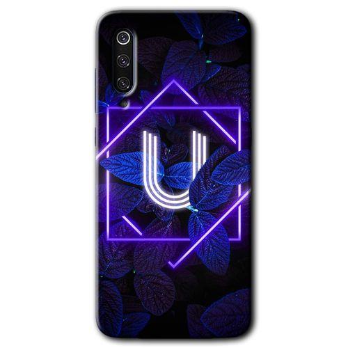 Xiaomi Mi 9 SE Kılıf HD Desen Baskılı Arka Kapak - Dark Neon Yaprak U Harfi + Kırılmaz Cam