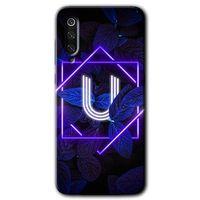 Xiaomi Mi 9 SE Kılıf HD Desen Baskılı Arka Kapak - Dark Neon Yaprak U Harfi + Kırılmaz Cam