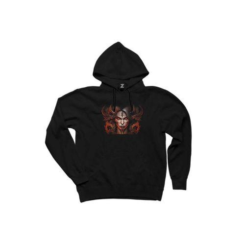 Diablo IV Lilith Face Siyah Kapşonlu Sweatshirt Hoodie