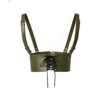 Haki Deri Kadın Elbise Kemeri, Omuzdan Askılı Elbise Kemeri - Brf1429