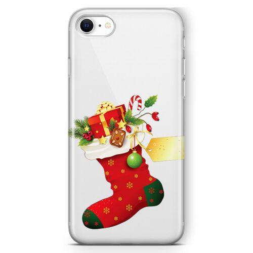 Apple iPhone SE 2020 Kılıf Kırmızı Çorap Arka Kapak Koruma Desenli Full Koruyucu