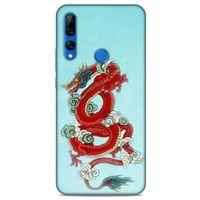 Huawei Y9 Prime 2019 Kılıf Dragons (22) Tam Koruma Kılıfı Ejderha Dövme Kırmızı
