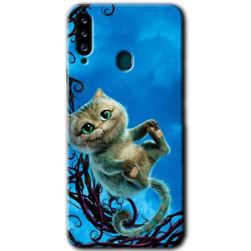 MRCİLETİSİM Samsung Galaxy A20s Kılıf HD Desen Baskılı Arka Kapak + Temperli Cam - Çılgın Kedi