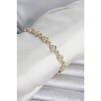 Pirinç Gold Renk Zirkon Taşlı Kalp Model Kadın Bileklik