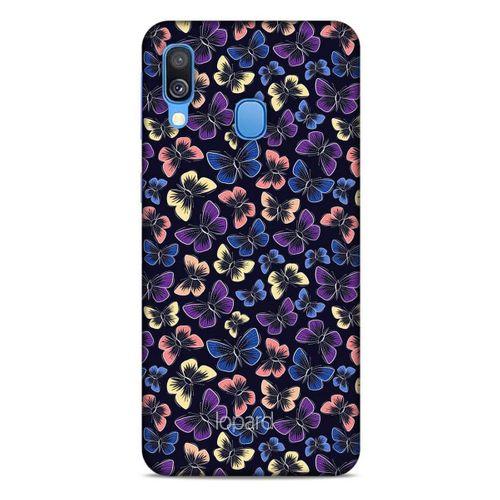 Samsung Galaxy A40 Kılıf Kelebek Etkisi (20) Koruyucu Kılıf Fuşya Mavi