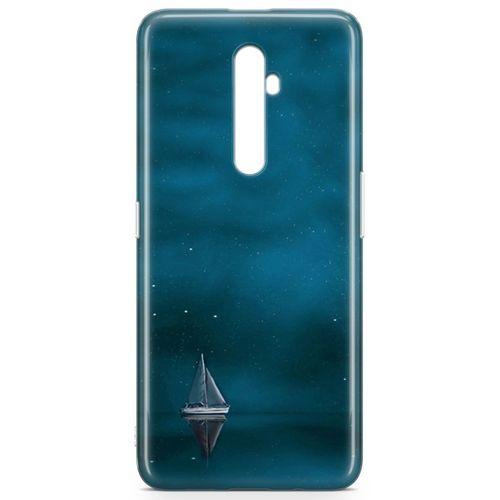 Oppo Reno2 Z 2019 Kılıf Mavi Gemi Arka Kapak Koruma Desenli Full Koruyucu