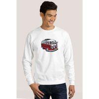 Wv Wosvos Karavan Minibüs Baskılı Beyaz Erkek Sweatshirt