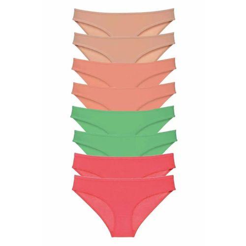 8 adet Süper Eko Set Likralı Kadın Slip Külot Ten Pudra Yeşil Fuşya