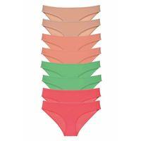 8 adet Süper Eko Set Likralı Kadın Slip Külot Ten Pudra Yeşil Fuşya