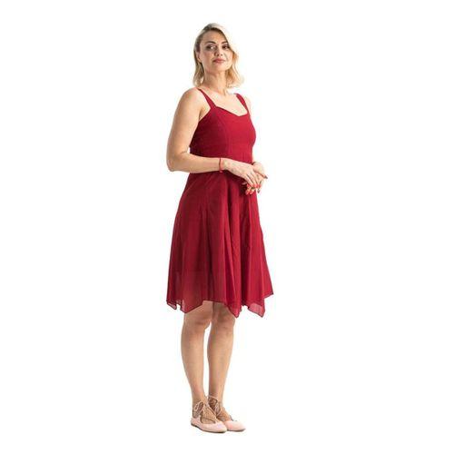 Kolsuz Vual Emel Kısa Yazlık Elbise Bordo Brd