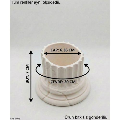 Kırmızı Klasik Sütun Form Mini Dekoratif Saksı – 7 Cm Masaüstü & Ofis Dekoru