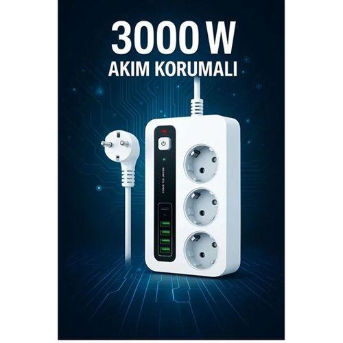 P10 3x Priz 3000w Akım Korumalı 4x Usb 2x Type-c Girişli Çoklu Priz