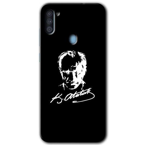 Samsung Galaxy M11 HD Baskılı Kılıf + 9D Tam Ekran Koruyucu - Atatürk Silüet İmza