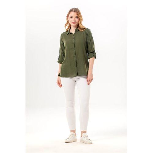 Uzun Kol Vual Avşar Yazlık Gömlek Haki Hk