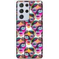 Lopard Samsung Galaxy S21 Ultra Uyumlu Kılıf Sürreal Yüzler ♀ (4) Koruma Kılıfı Desenli