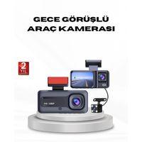 Full Hd Üç Kameralı Araç Kamerası G-sensörlü Ve Gece Görüşlü