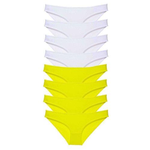 8 Adet Süper Eko Set Likralı Kadın Slip Külot Sarı Beyaz