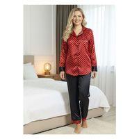 Siyah-kırmızı Saten Pijama Takımı - 1621