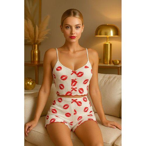 Dudak Desenli Şortlu Pijama Takımı