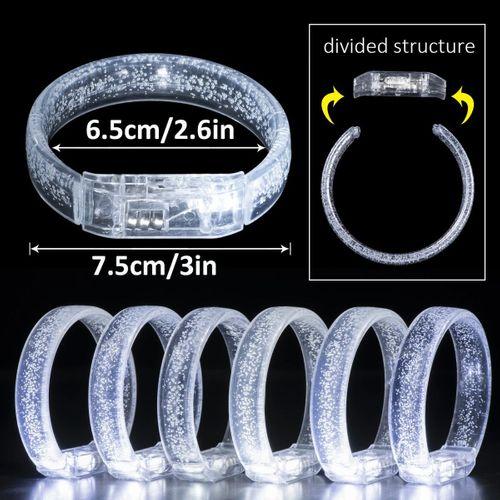 Beyaz-Gümüş Led Işıklı Baskı Yapılabilen Pilli Bileklik Bilezik