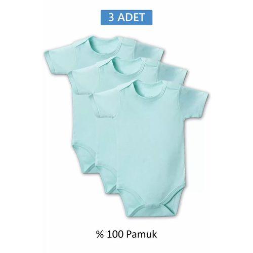 Yeşil Yarım Kol Body Zıbın 2-7 YAŞ Çocuklar İçin (3 ADET) Alttan Çıtçıtlı Özel Gereksinimli