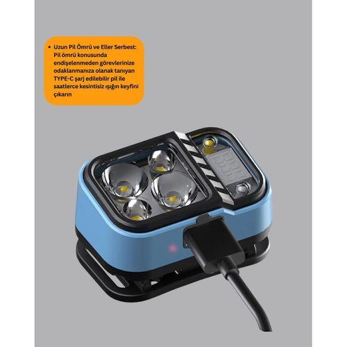 Süper Parlak Led Kafa Feneri 3 Renk 53 Mod Type C Şarjlı