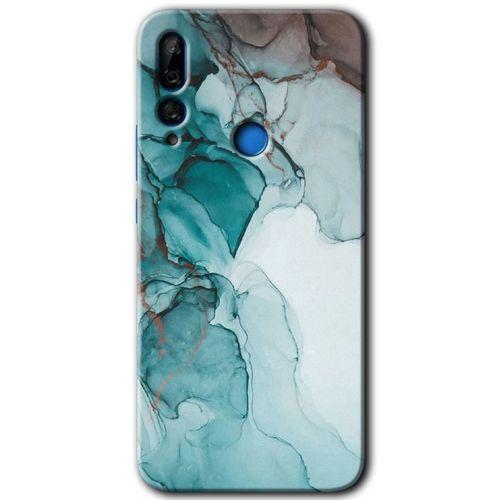 MRCİLETİSİM Huawei P Smart Z Kılıf HD Desen Baskılı Arka Kapak + Temperli Cam - Buzul Mermer