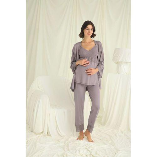 Dantelli Hamile Lohusa 3lü Pijama Takımı