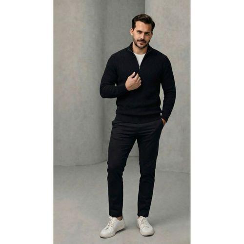 Erkek Balıkçı Zip Yaka Uzun Kollu Triko