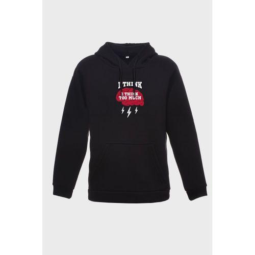 I Thınk Minimal Baskılı  Üç İplik Sweatshırt Oversıze Hoodıe