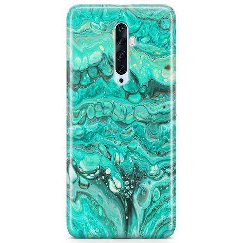 Oppo Reno2 Z 2019 Kılıf Su Yeşili Mermer Arka Kapak Koruma Desenli Full Koruyucu