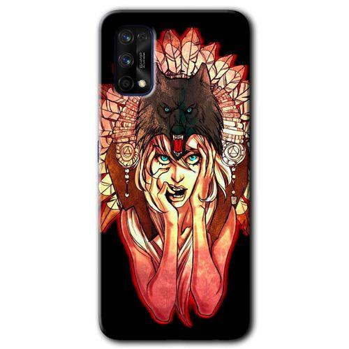 Realme 7 Pro Kılıf HD Desen Baskılı Arka Kapak - Kurt Kız + Kırılmaz Cam