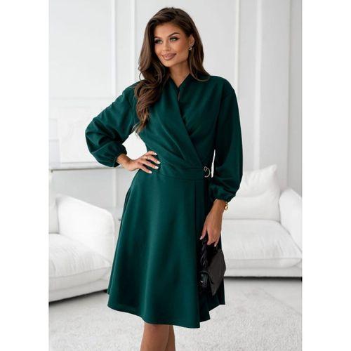 Kadın Uzun Kollu Hakim V Yakalı Yandan Toka Detaylı Ithal Mini Krep Elbise