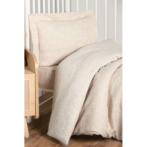 Kanz Kanz Jakarlı Müslin Bebek Nevresim Takımı Knz-013 Heart Kahve