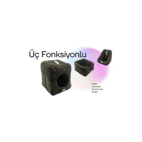 Üç Fonksiyonlu Peluş Kedi Köpek Yatağı