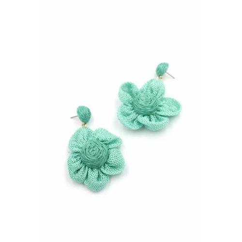 Papatya Hasır Küpe - Turkuaz