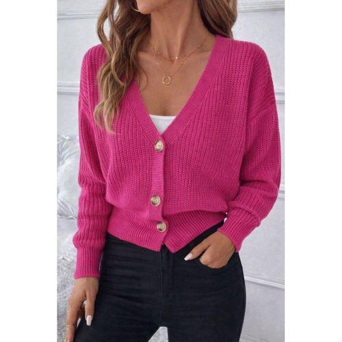 Kadın Uzun Kollu Düğme Detay Triko Bluz