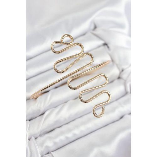 Pirinç Kıvrımlı Model Gold Renk Kadın Pazu Bileklik