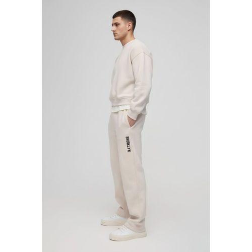 Erkek İçi Polarlı 3 iplik Kalın Brooklyn Baskılı Eşofman Altı SPR25EA70