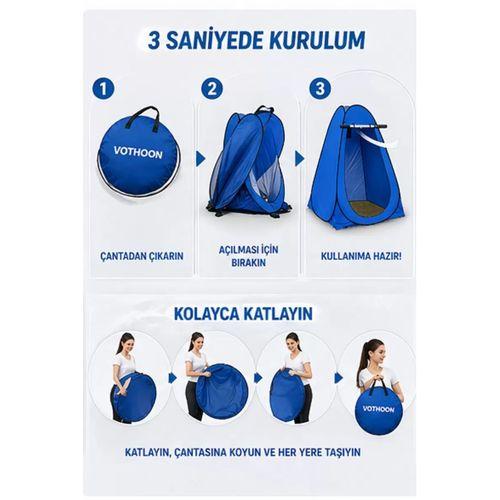 Otomatik Kabin Giyinme Çadırı 120x120x190 Cm Üst H.alandırma Yan Pencereli Duş & Wc Çadırı M.i