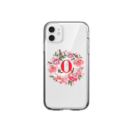 Kırmızı Çiçekli O Harfli Şeffaf iPhone 11 Telefon Kılıfı