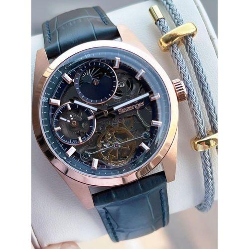 Slazenger Otomatik Seri Mehtap Ve Güneş Kadranlı İtalyan Bileklik Hediyeli Erkek Kol Saat ESL.2559.6