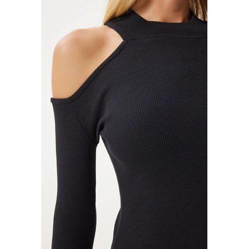 Kadın Uzun Kollu Omuz Dekolteli Kaşkorse Kumaş Bluz