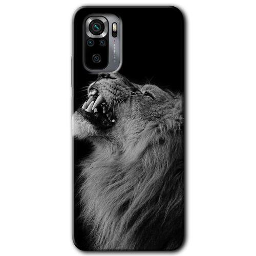 MRCİLETİSİM Xiaomi Redmi Note 10s Kılıf Baskılı Kapak - Lion + 5D Tam Kaplayan Cam