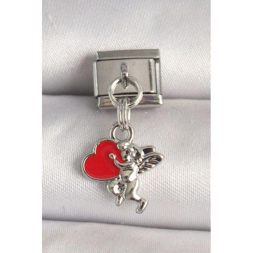 316L Çelik Gümüş Renk Kırmızı Kalp Eros Model Nomination Charm