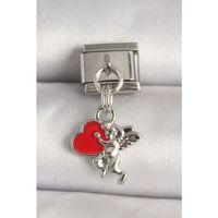 316L Çelik Gümüş Renk Kırmızı Kalp Eros Model Nomination Charm