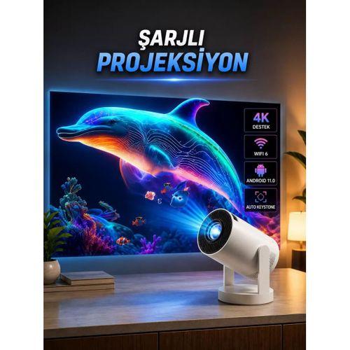 Taşınabilir Sinema Oyun Projektörü Akıllı Projeksiyon Android 11