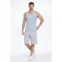 Erkek Fitilli Atlet Sıfır Yaka Slim Fit Arka Baskılı Spor Atlet - Bebe Mavisi