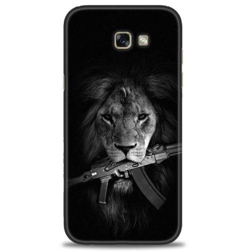 Samsung Galaxy A7 2017 / A720 Kılıf HD Baskılı Kılıf - Tüfek ve Aslan + Tam Ekran Koruyucu