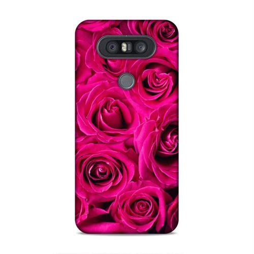 LG Q60 Kılıf Kirmizi Taze Guller Arka Kapak Silikon Koruma Full Koruyucu